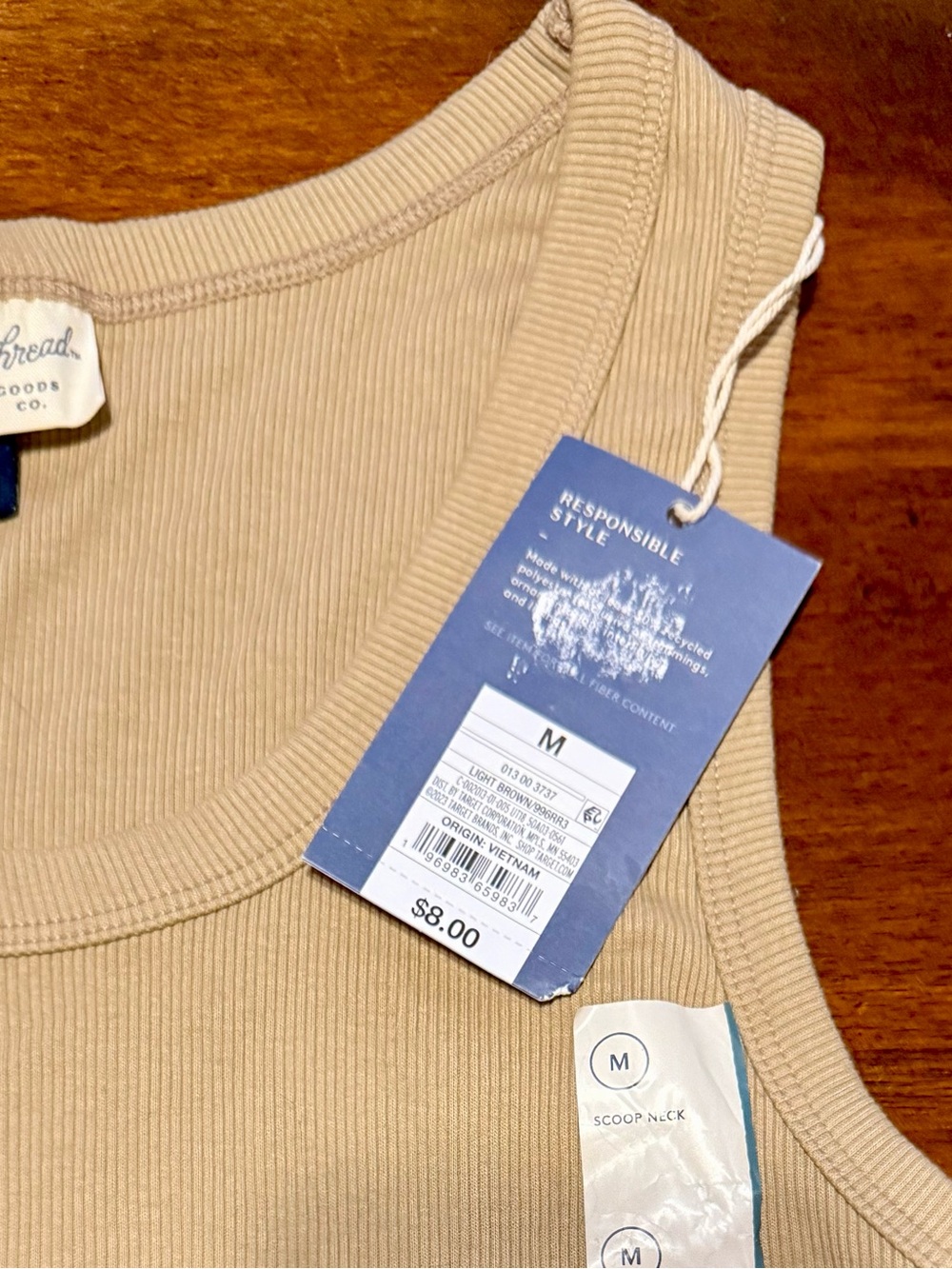 Universal Thread Ribbed Tank Top in Beige - Picture 2 of 4